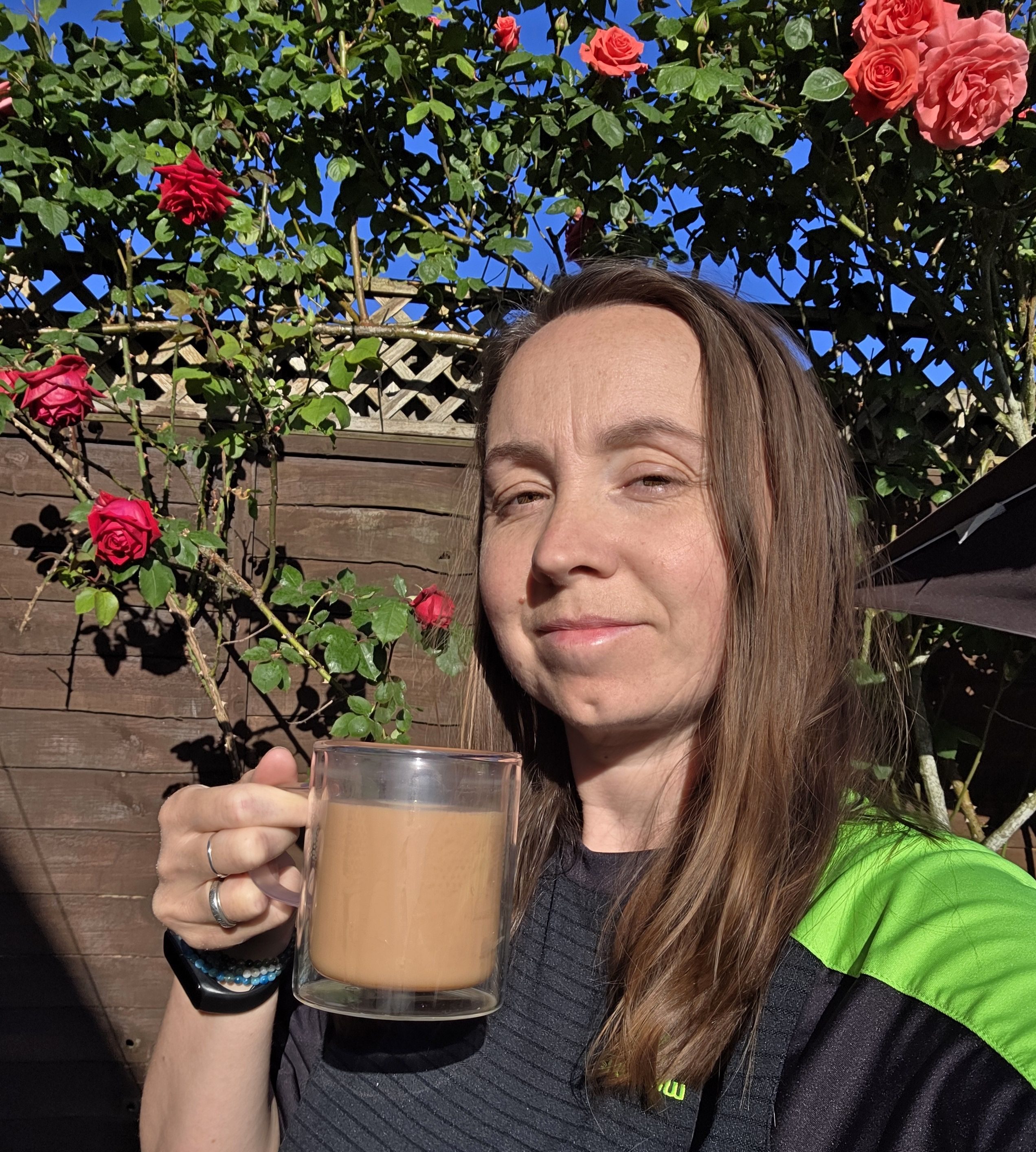 Katrina Bayliss holding a cup of tea while introducing Friday Thoughts, her weekly newsletter.